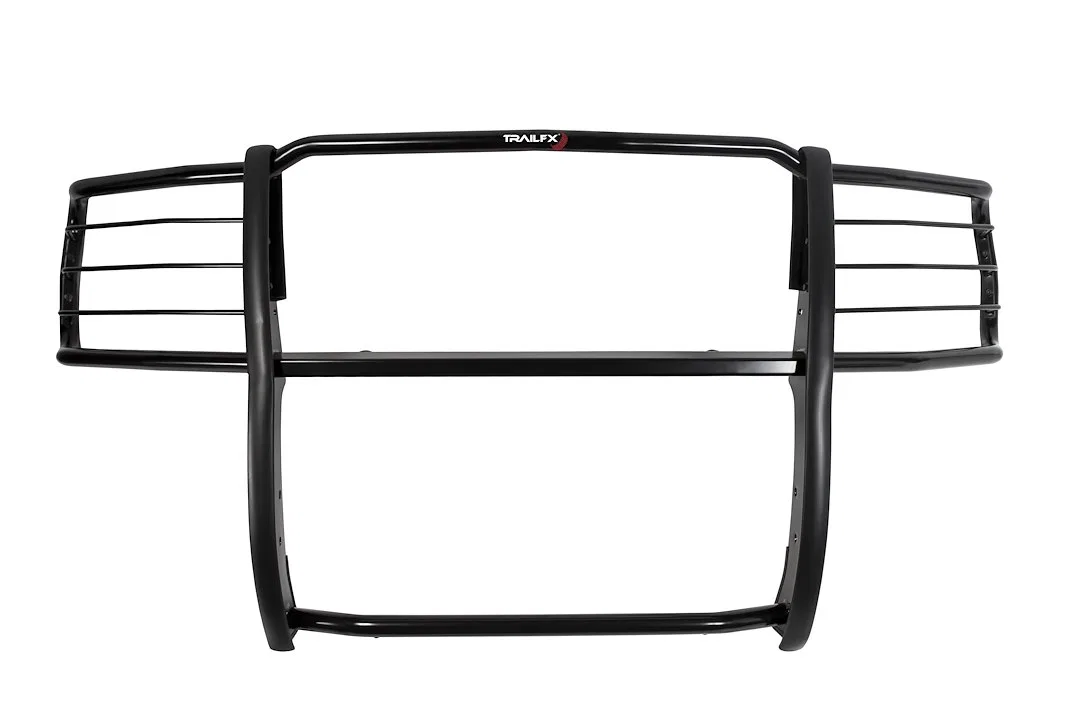 E0041T – TRAILFX Grille Guard, 1-Piece Powder Coated Gloss Black Steel 1-1/2 Inch Diameter With Brush Guard Without S...